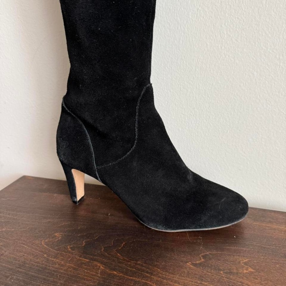 Vince Camuto Over the knee black suede boot size 6 pointed toe boho kitten heel - Picture 2 of 6